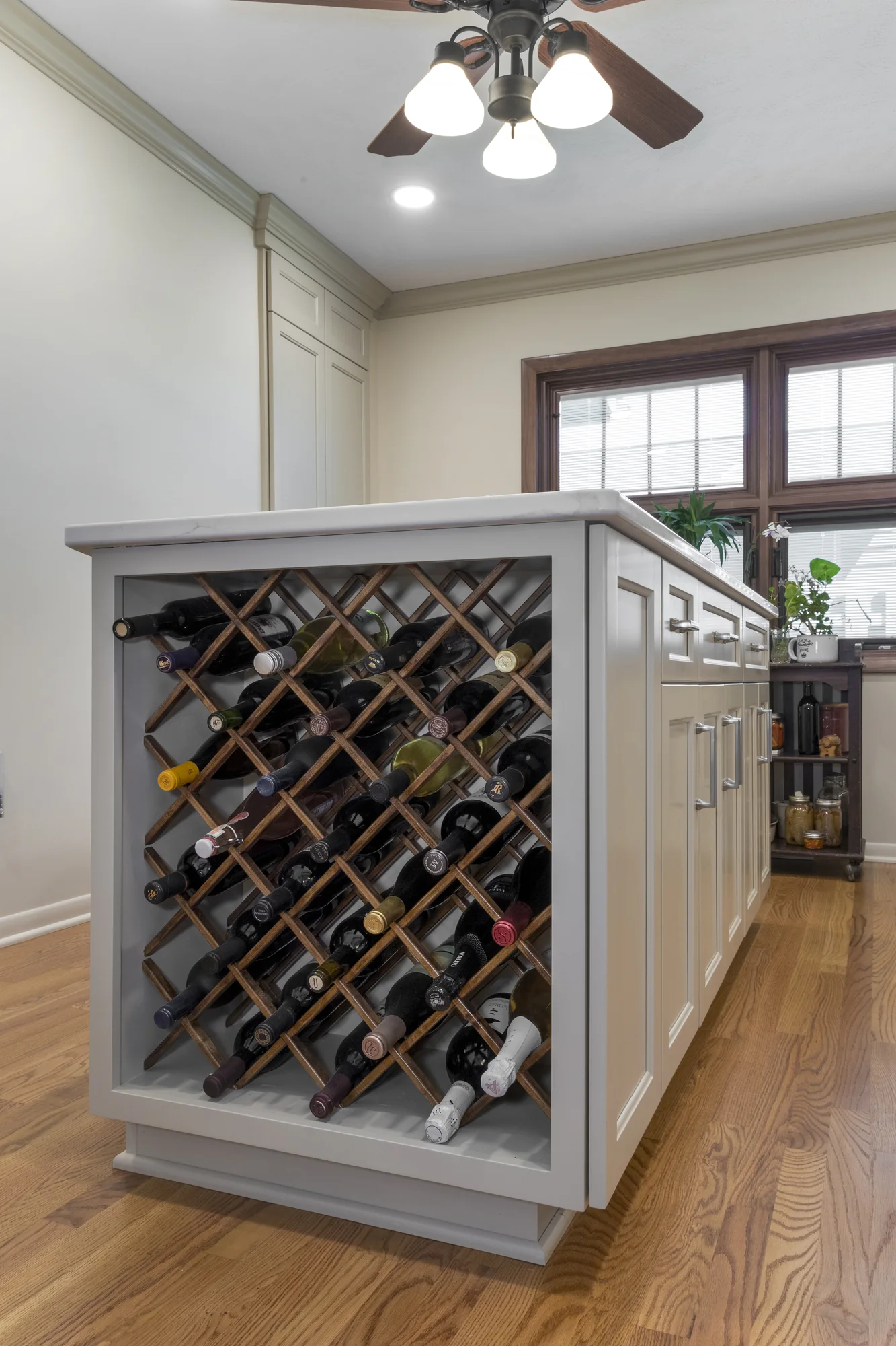 Built-in wine storage at the end of the island